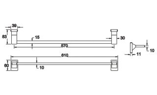 Полотенцедержатель Rose RG1617 61см хром